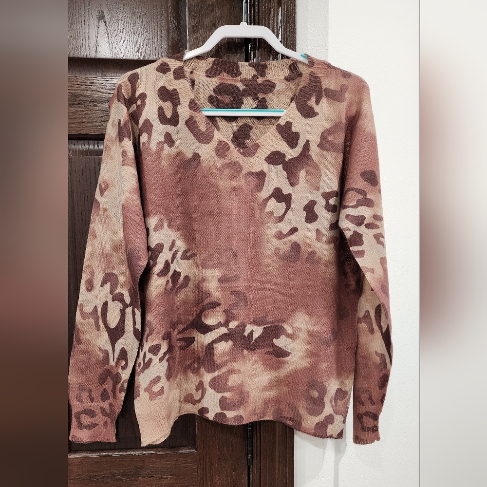 Leopard Print Sweater - Brown